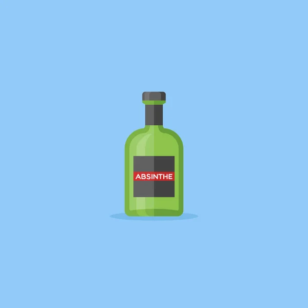 Botella de absenta icono de estilo plano. Ilustración vectorial . — Vector de stock