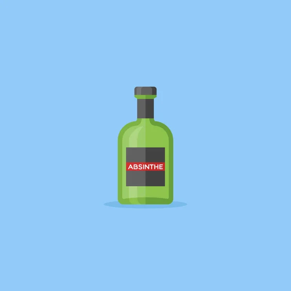 Fles absint platte stijlicoon. Vectorillustratie. — Stockvector