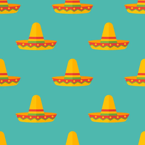 Naadloze patroon met Mexicaanse sombrero hoeden. Vector textuur. — Stockvector