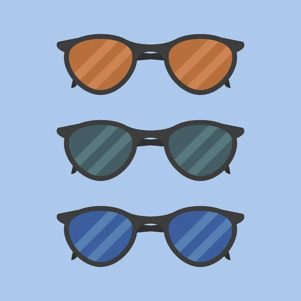 青の背景に分離されたサングラスのセット. — ストックベクタ