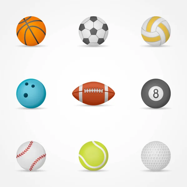 Sada sportovních míčů. vektorové ilustrace. — Stockový vektor