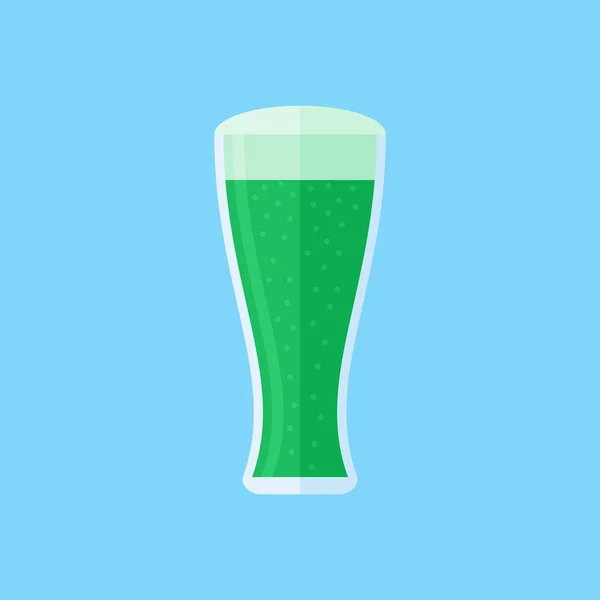 Szkło zielone piwo płaski ikony. Ilustracja wektorowa. — Wektor stockowy