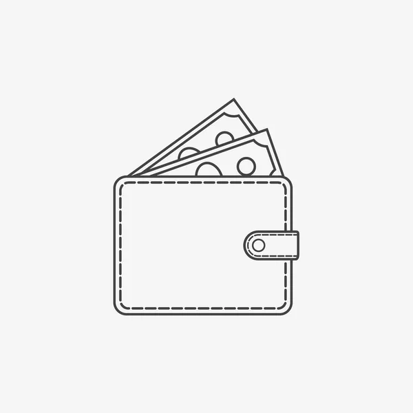 Πορτοφόλι με χρήματα εικονίδιο γραμμή. Εικονογράφηση διάνυσμα. — Διανυσματικό Αρχείο