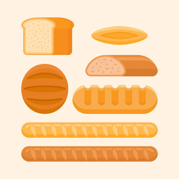 Conjunto de productos de panadería. Ilustración de vector de estilo plano . — Archivo Imágenes Vectoriales