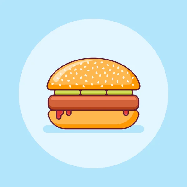 Hamburger Επίπεδη Γραμμή Εικονίδιο Εικονογράφηση Διανύσματος — Διανυσματικό Αρχείο