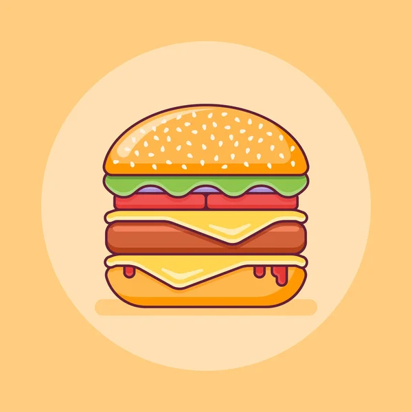 Ikon Double Cheeseburger Ilustrasi Vektor - Stok Vektor