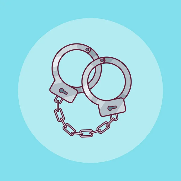 Handcuffs Flat Line Icon Vector Illustration — 스톡 벡터