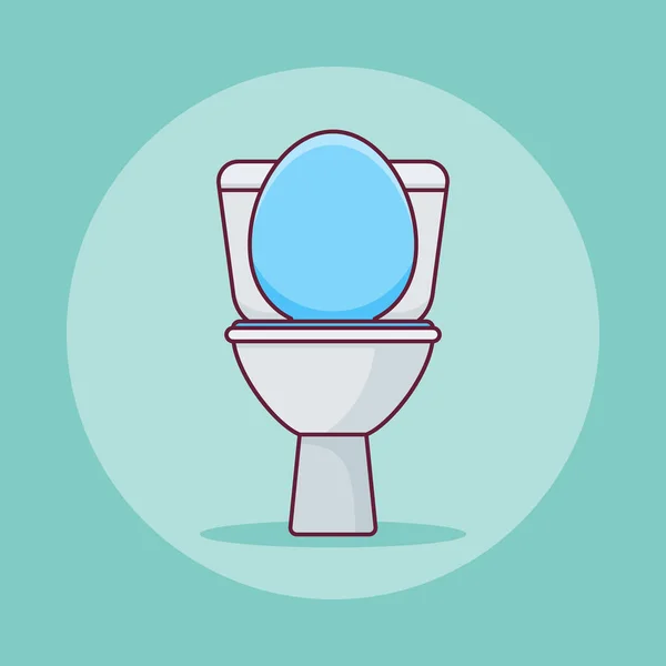 Toilet Bowl Flat Line Icon Vector Illustration — Stock Vector