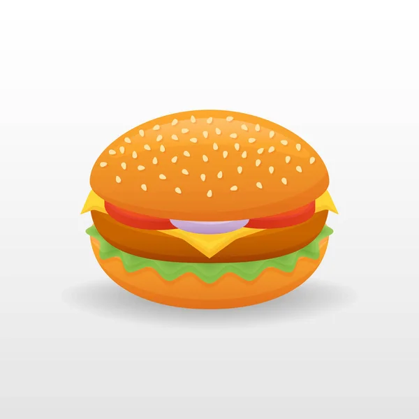 Hamburguesa Aislada Sobre Fondo Blanco Hamburguesa Con Lechuga Tomate Cebolla — Vector de stock