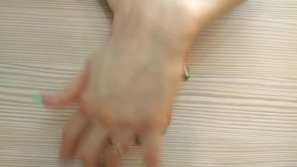 Woman Hands Manicure Nails Veins — Stock Video