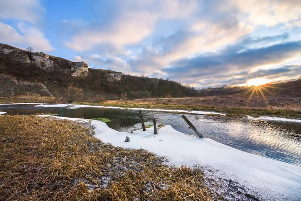 Tramonto Sulle Colline Campi Vorgol Rocce Vorgolsky Dace Elets Lipetsk — Foto Stock