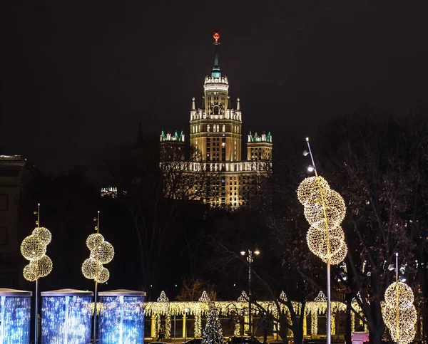 Festive Moscow Año Nuevo Capital Año Nuevo Mood Night Ciudad — Foto de Stock