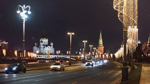 Festive Moscow New Year Capital New Year Mood Night City — Stock Photo, Image