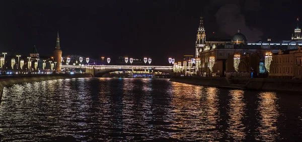 Festive Moscow Año Nuevo Capital Año Nuevo Mood Night Ciudad — Foto de Stock