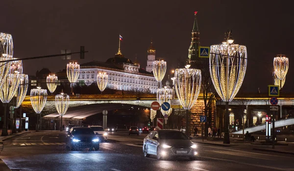 Festliches Moscow New Year Capital New Year Mood Night City — Stockfoto