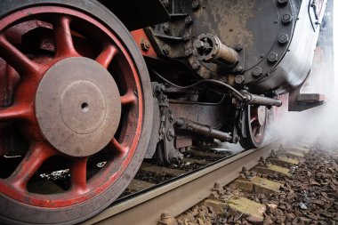 Buhar ile tarihi tren yakın çekim