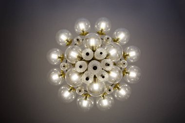 Kristal cam avize görüntülemek alttan şekli, cam ampul kapakları, yaktı, yuvarlak yuvarlak enerji tasarruflu ampuller