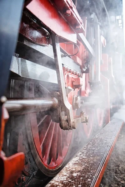 Historical train close-up with steam Royalty Free Stock Photos
