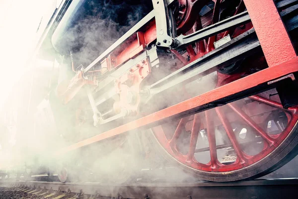 Historical train close-up with steam Royalty Free Stock Photos