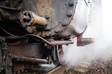 Buhar ile tarihi tren yakın çekim