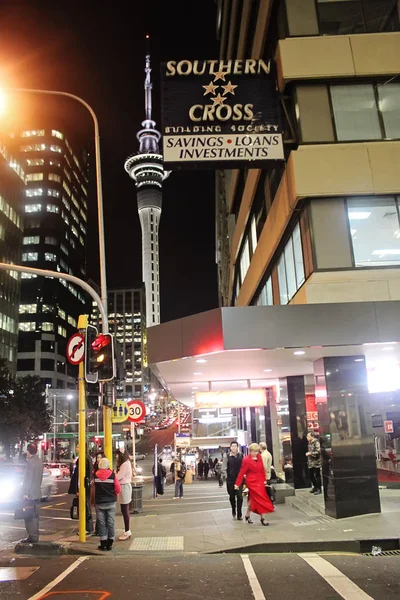 Centro de Auckland por la noche, Nueva Zelanda, 12 de agosto de 2010 — Foto de Stock