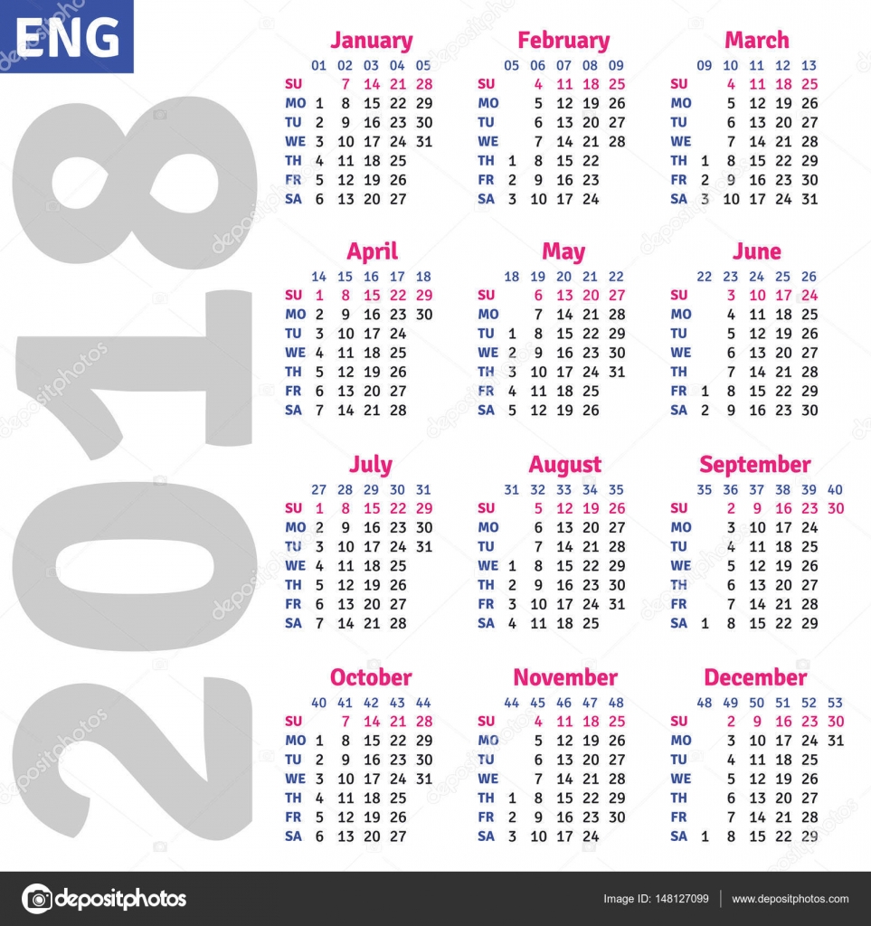 2018 English Printable Calendar: Download Now!