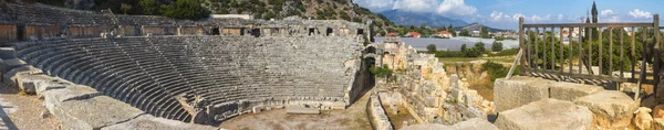 Landscape, panorama, banner - view of building the theater in the ruins of ancient lycian town of Myra. The city of Demre, Antalya Province, Turke