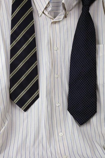 Choosing a right tie for shirt from the closet. Formal business wear. — Stock Photo, Image