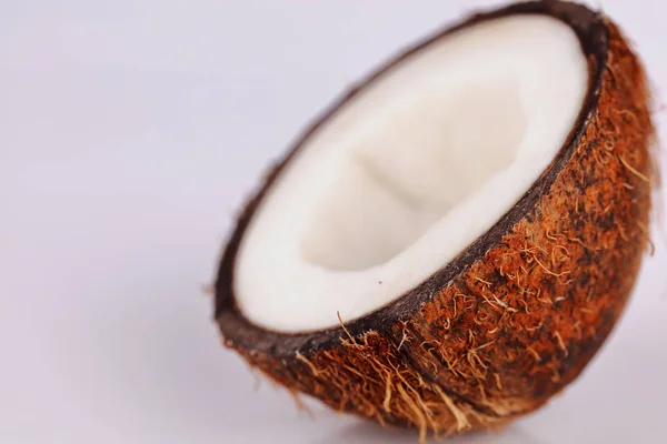 Closeup de coco no fundo branco — Fotografia de Stock