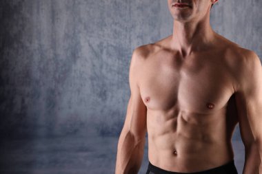 Güçlü atletik adam kas vücut, gövde, epilasyon ve altı bohça abs yakın çekim, alanı Kopyala