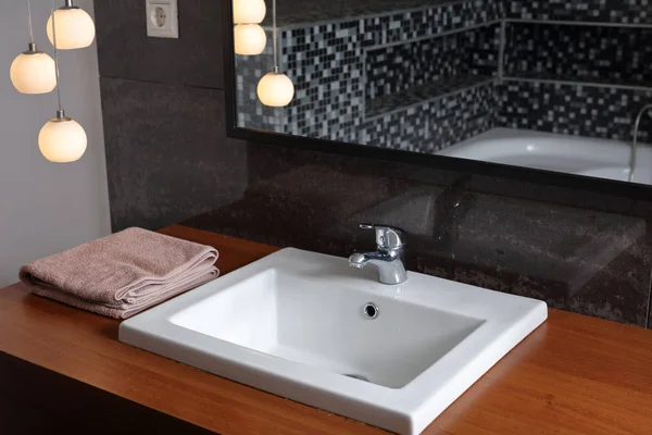 Bathroom sink, washbasins. Sanitary ware in modern minimalistic
