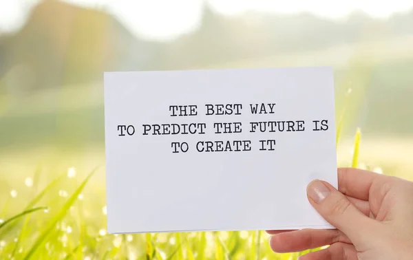 Inspiration motivation quote for woman the best way to predict the future is to create it. Success, Self development, Grow, Life, Happiness concept — Stock Photo, Image