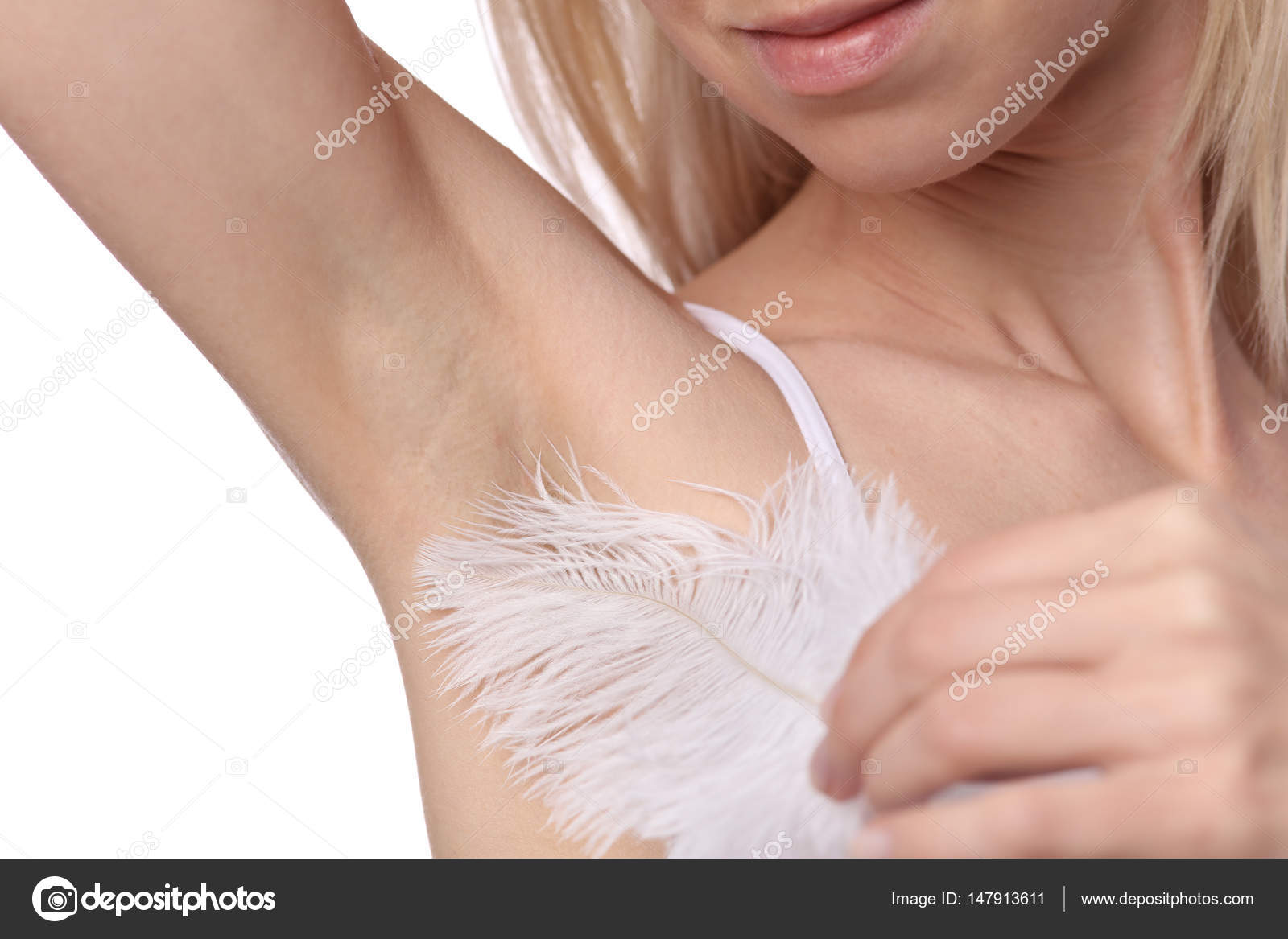 Armpit Epilation Laser Hair Removal Young Woman Holding Her Arms