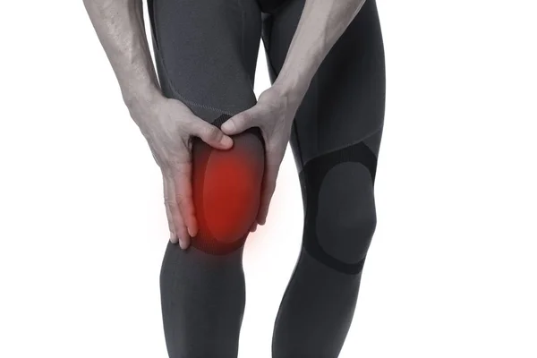 Man with knee pain close up. Pain relief concept — Stock Photo, Image