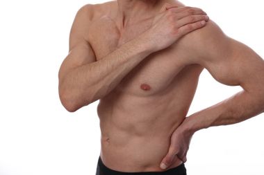 Spor yaralanma, sırt ağrısı olan adam. Ağrı Rölyef kavramı.