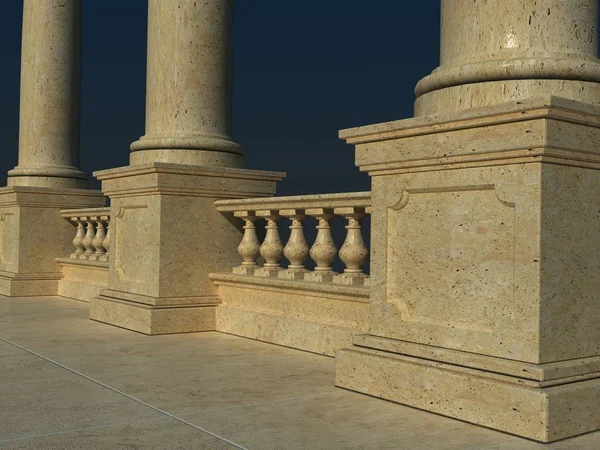 Antique ancient greece, roman marble column. Classical architectural art. 3d render