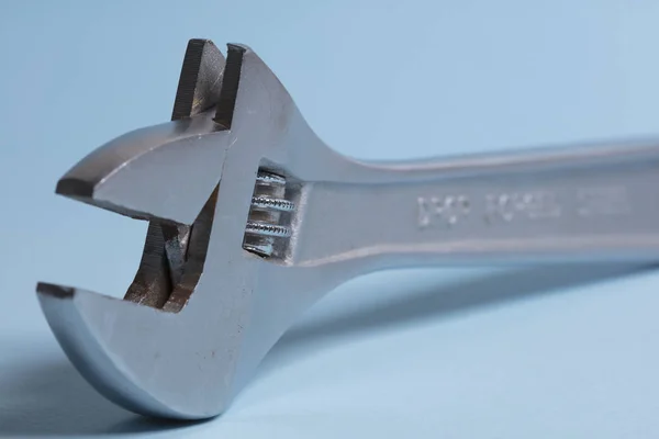 An adjustable spanner or adjustable wrench, French key, Crescent wrench tool close up. — Stock Photo, Image