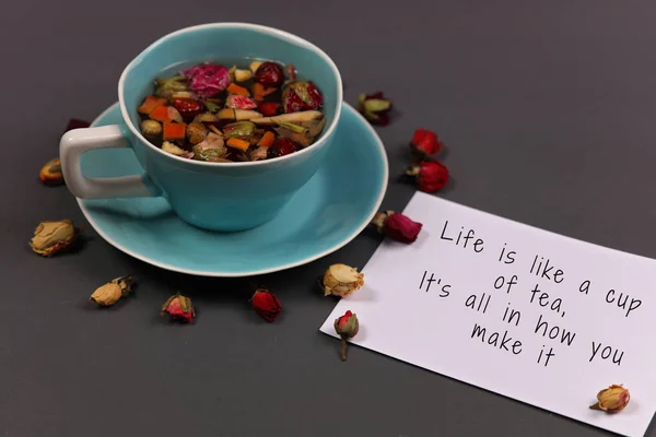 Inspiration motivation quote Life is like a cup of tea. Grow, Success, Choice concept — Stock Photo, Image