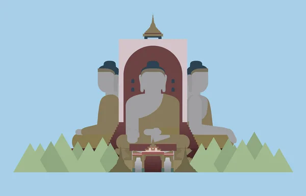 Pagoda Kyaikpun, Bago, Myanmar — Vector de stock