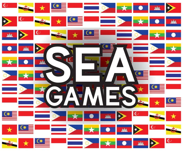 Παιχνίδια στη θάλασσα στο νότιο ανατολική Ασία σημαίες — Διανυσματικό Αρχείο
