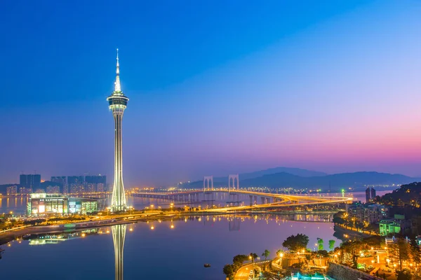 Nattvisning av Macau city i Macau, Kina — Stockfoto