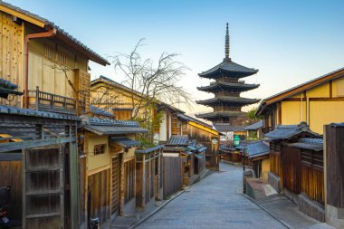 Morning in Kyoto  and Yasaka Pagoda in Japan clipart
