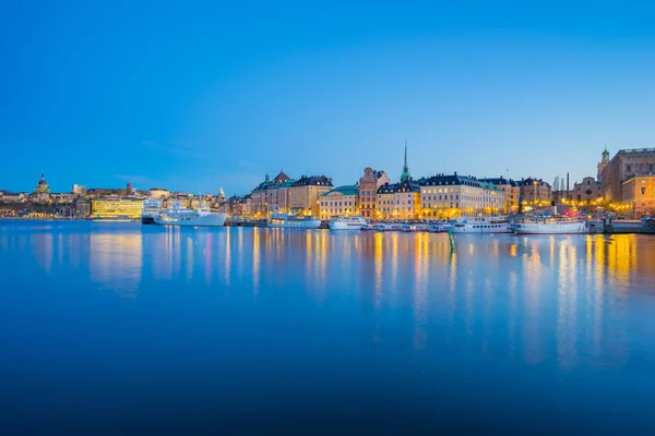 A Gamla Stan éjjel, Stockholm város, Svédország — Stock Fotó
