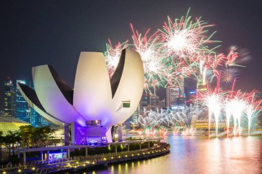 Singapore City, Singapur Sg50 kutlamaları havai fişek