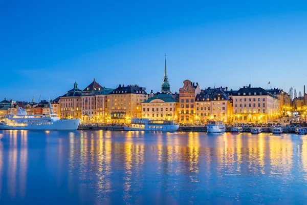 Gamla Stan éjjel Stockholm város, Svédország — Stock Fotó