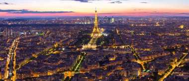 Panorama görüntülemek Eyfel Kulesi Paris şehir manzarası ile gece ben