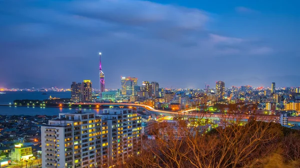 Panoramę miasta Fukuoka w Hakata, Fukuoka, Japonia — Zdjęcie stockowe