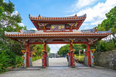 Shureimon Gate Shuri kale Okinawa, Naha, Japonya