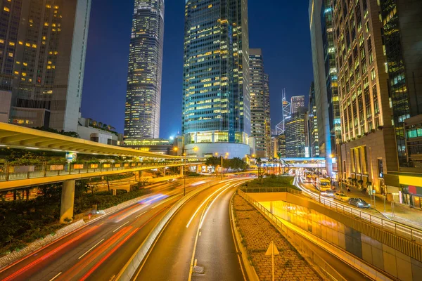 Hong Kong cityscape traffic street at night — Stock Photo, Image