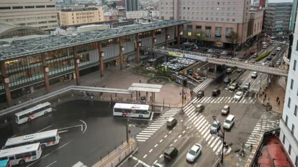 長野県 長野中央駅の夜時間の経過する日 — ストック動画